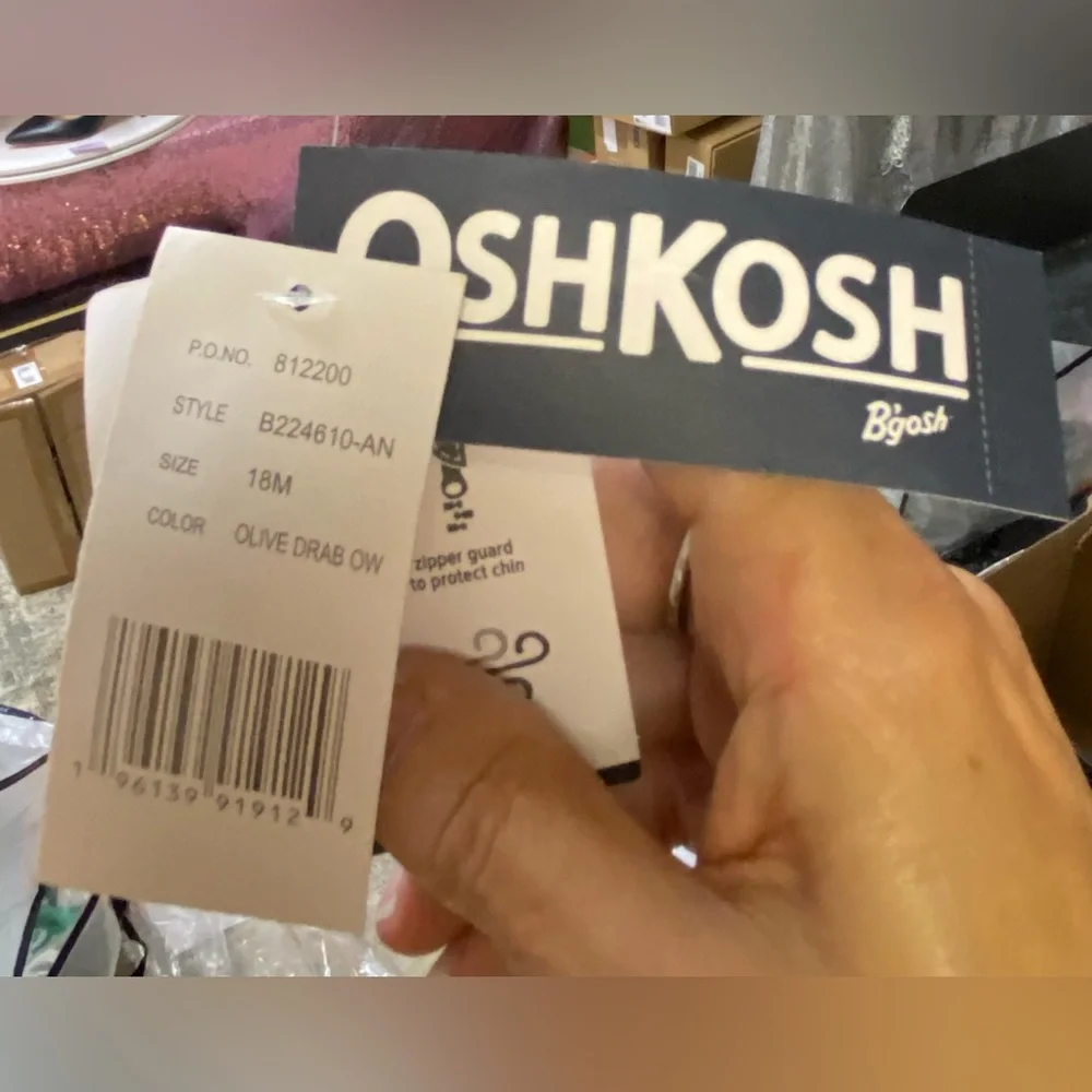 OshKosh B'gosh Olive Green Hooded Parka with Brown Sherpa Lining